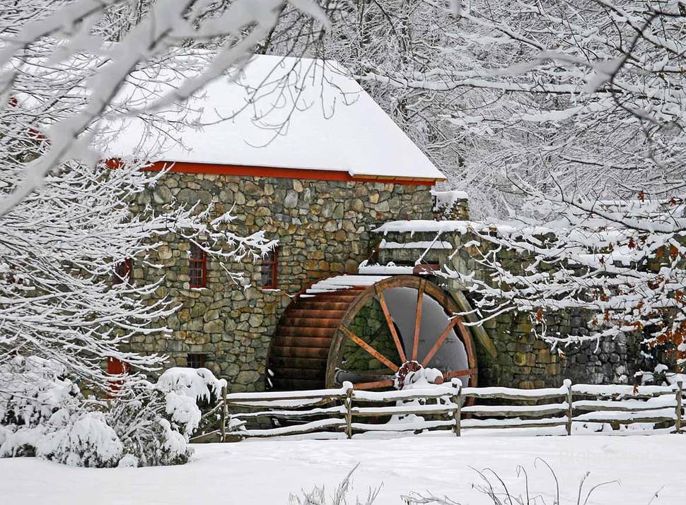 Grist Mill in Winter, Sudbury, MA