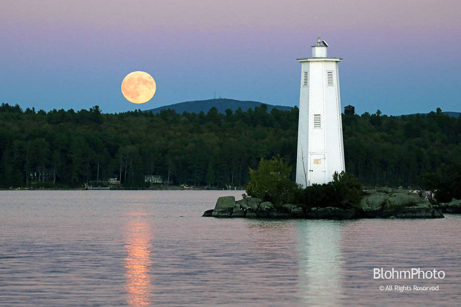 Super Full Moon and Loon Light Reflections, Lake Sunapee