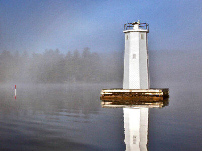 Fog Bow and Burkhaven Lighthouse, Lake Sunapee