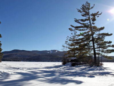 Minute Island and Mount Sunapee in Winter