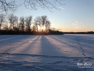 Sunset and Winter Field, Wayland, MA